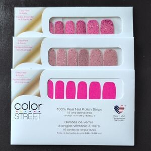 Color Street Pink and Glitter Nail Strips Trio